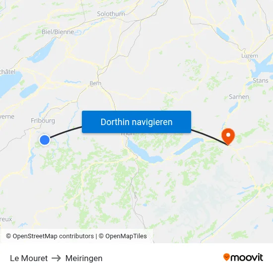 Le Mouret to Meiringen map