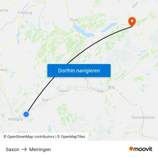 Saxon to Meiringen map