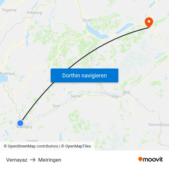Vernayaz to Meiringen map