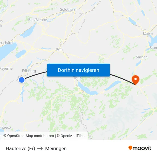 Hauterive (Fr) to Meiringen map