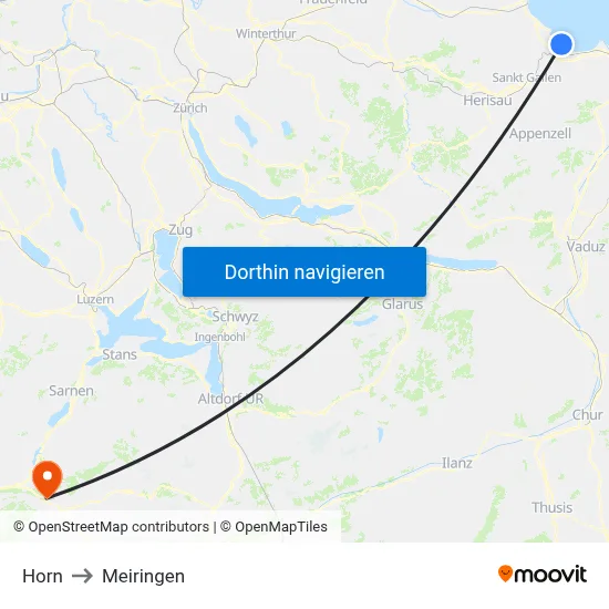 Horn to Meiringen map