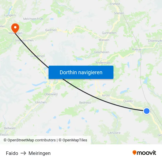 Faido to Meiringen map