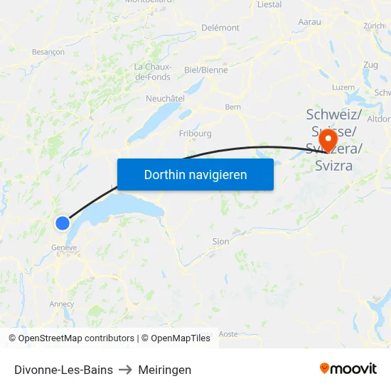 Divonne-Les-Bains to Meiringen map