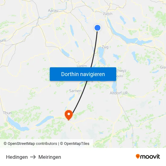 Hedingen to Meiringen map