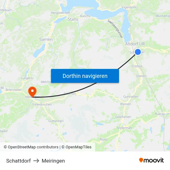 Schattdorf to Meiringen map