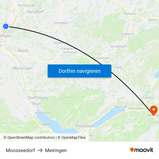 Moosseedorf to Meiringen map