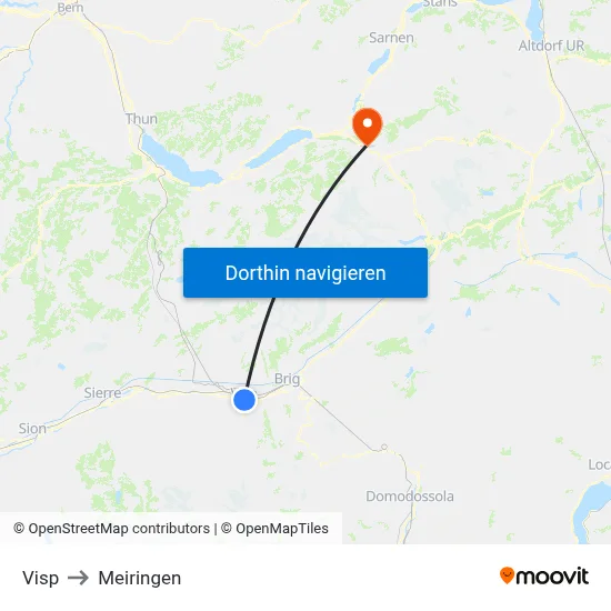 Visp to Meiringen map