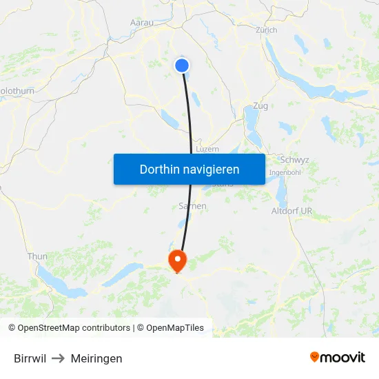 Birrwil to Meiringen map