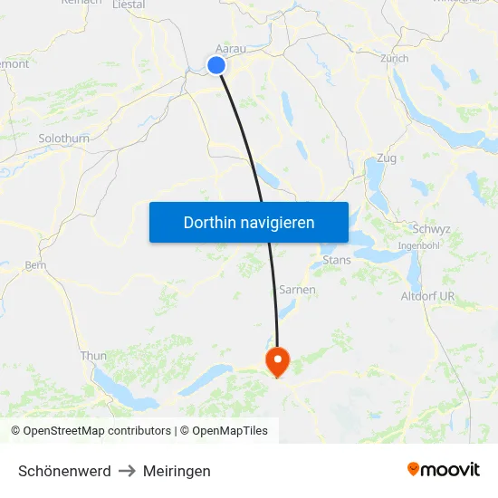 Schönenwerd to Meiringen map