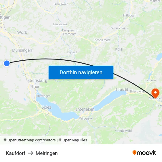 Kaufdorf to Meiringen map