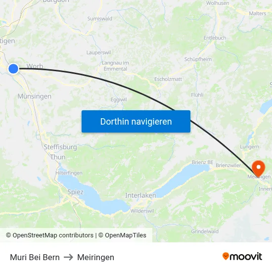 Muri Bei Bern to Meiringen map