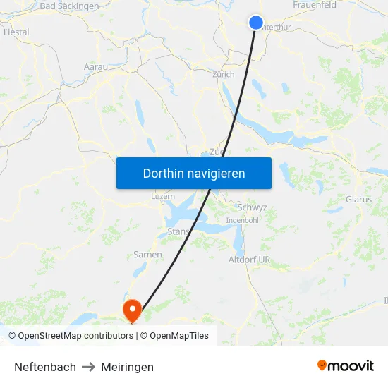 Neftenbach to Meiringen map