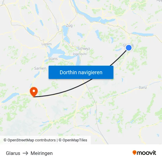 Glarus to Meiringen map