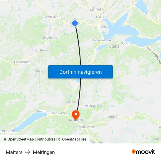 Malters to Meiringen map