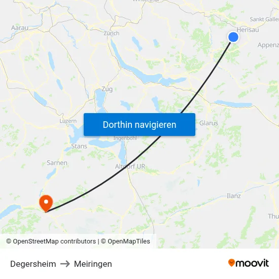 Degersheim to Meiringen map