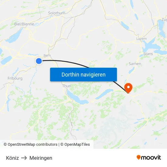 Köniz to Meiringen map