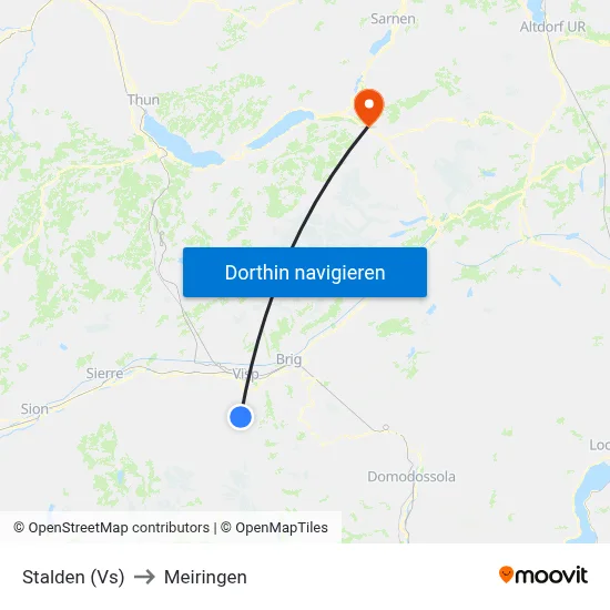 Stalden (Vs) to Meiringen map