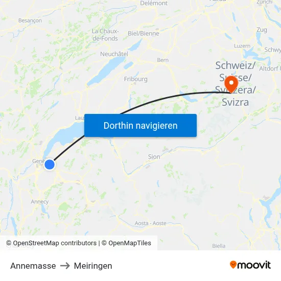 Annemasse to Meiringen map