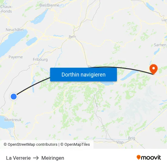 La Verrerie to Meiringen map