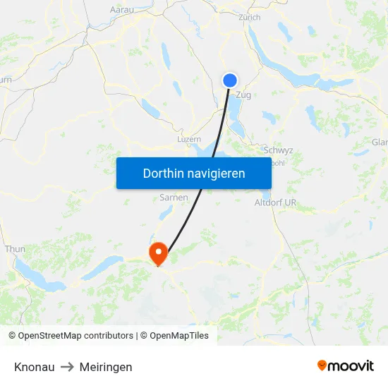 Knonau to Meiringen map