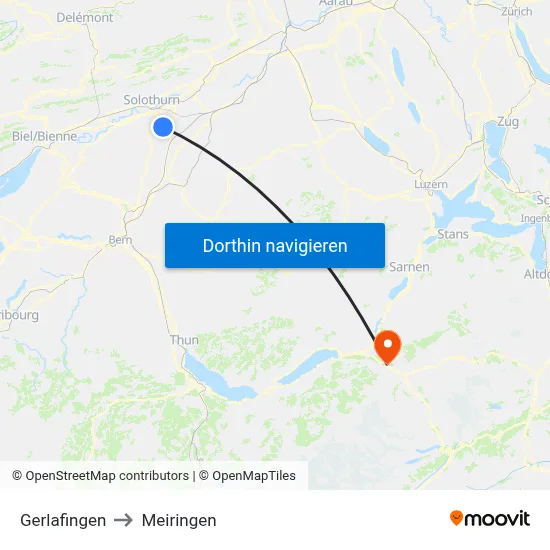 Gerlafingen to Meiringen map