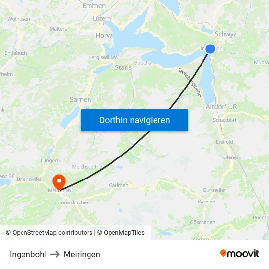 Ingenbohl to Meiringen map