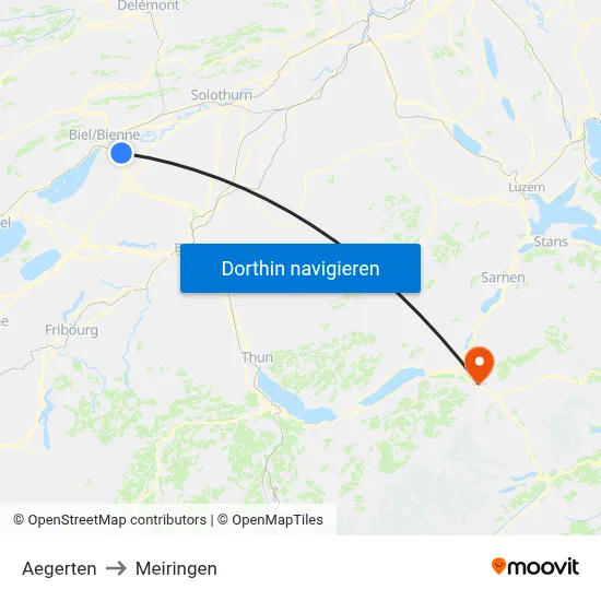 Aegerten to Meiringen map