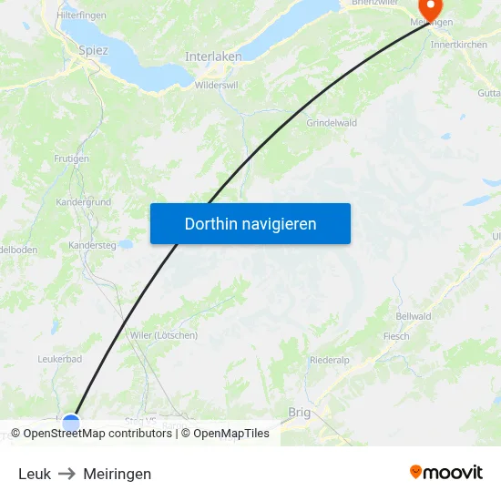 Leuk to Meiringen map
