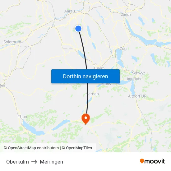 Oberkulm to Meiringen map