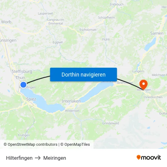 Hilterfingen to Meiringen map
