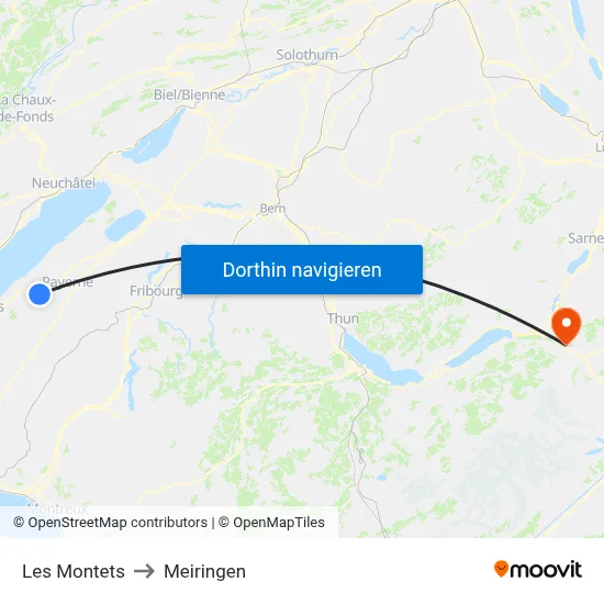 Les Montets to Meiringen map