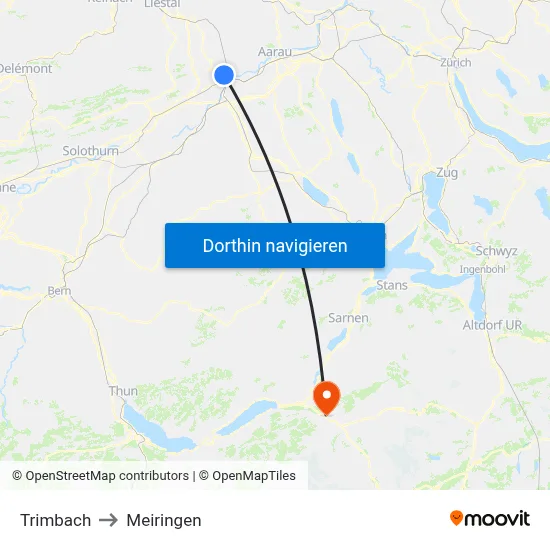 Trimbach to Meiringen map
