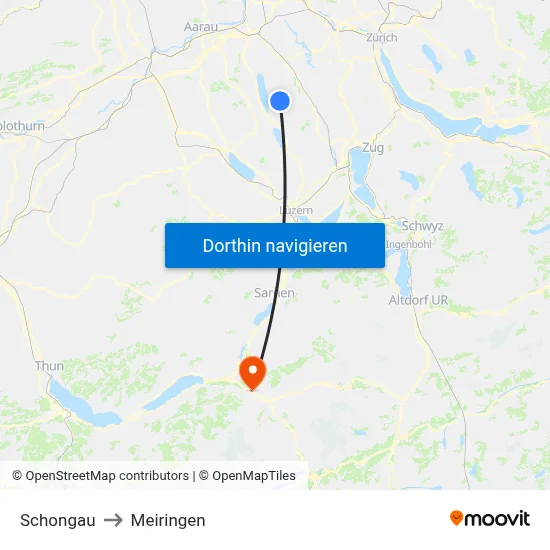 Schongau to Meiringen map