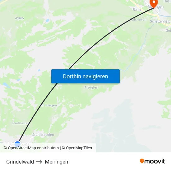 Grindelwald to Meiringen map