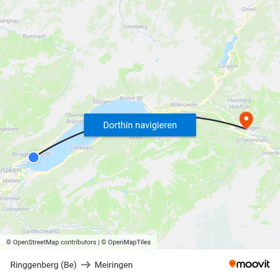 Ringgenberg (Be) to Meiringen map