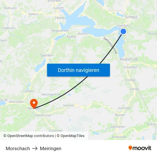 Morschach to Meiringen map