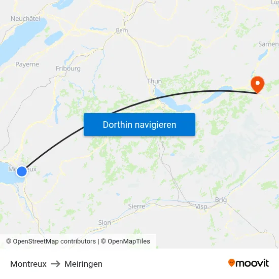 Montreux to Meiringen map