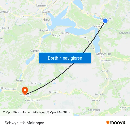 Schwyz to Meiringen map
