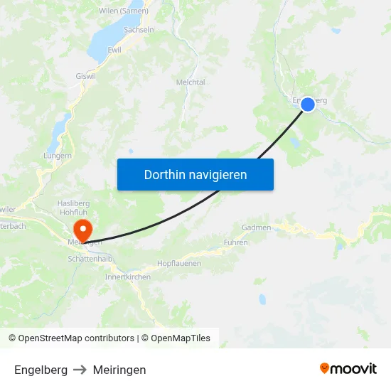 Engelberg to Meiringen map
