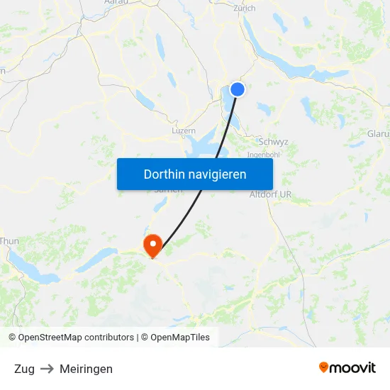 Zug to Meiringen map