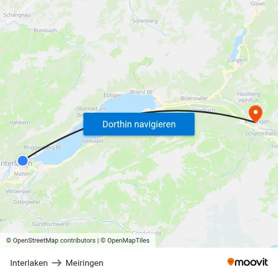 Interlaken to Meiringen map