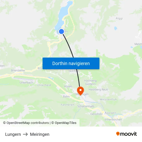 Lungern to Meiringen map