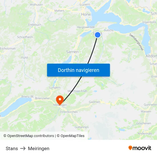 Stans to Meiringen map