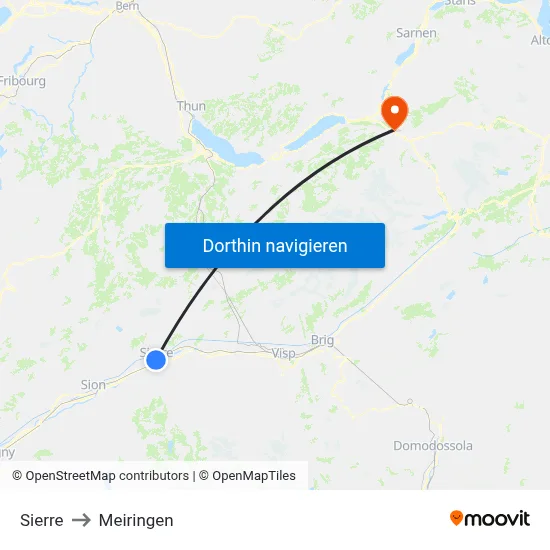 Sierre to Meiringen map