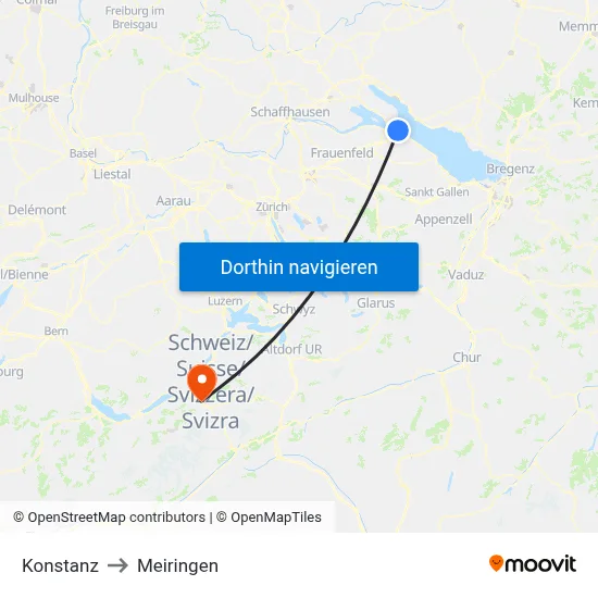 Konstanz to Meiringen map