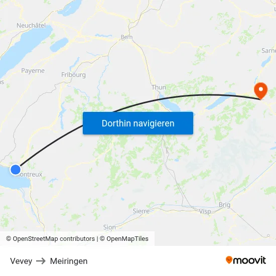 Vevey to Meiringen map