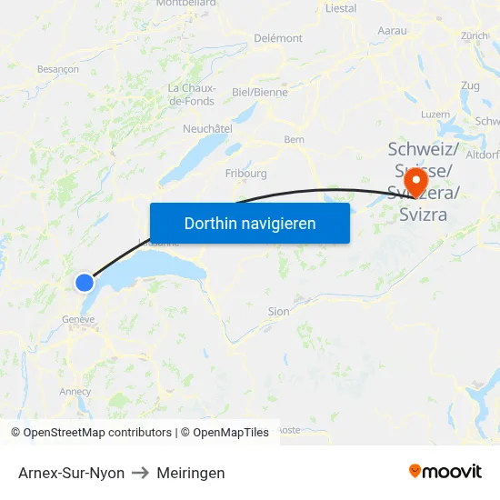 Arnex-Sur-Nyon to Meiringen map