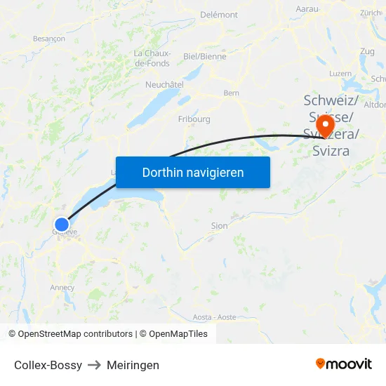Collex-Bossy to Meiringen map