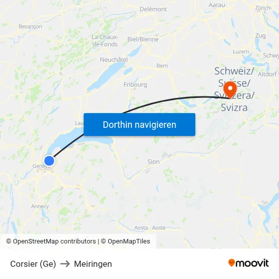 Corsier (Ge) to Meiringen map