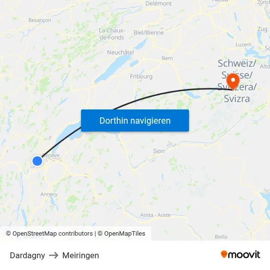 Dardagny to Meiringen map